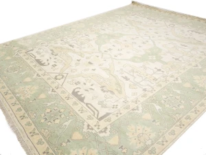 Muted Cream Floral Transitional 12X15 Oushak Chobi Oriental Rug