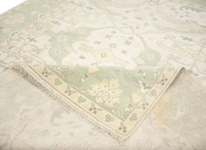 Muted Cream Floral Transitional 12X15 Oushak Chobi Oriental Rug