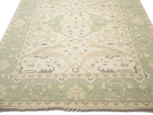 Muted Cream Floral Transitional 12X15 Oushak Chobi Oriental Rug