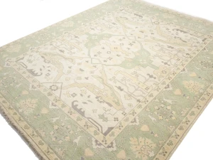 Muted Cream Floral Transitional 12X15 Oushak Chobi Oriental Rug