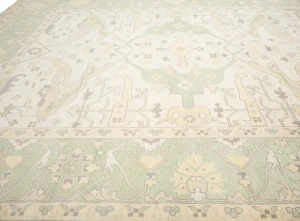 Muted Cream Floral Transitional 12X15 Oushak Chobi Oriental Rug