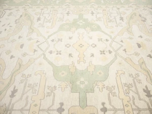 Muted Cream Floral Transitional 12X15 Oushak Chobi Oriental Rug
