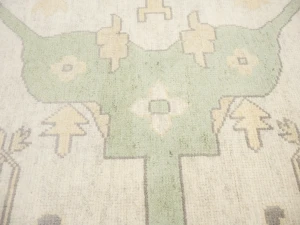 Muted Cream Floral Transitional 12X15 Oushak Chobi Oriental Rug