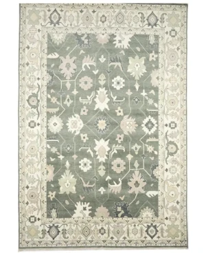 Muted Cream Floral Transitional 12X18 Oushak Chobi Oriental Rug
