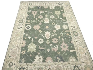 Muted Cream Floral Transitional 12X18 Oushak Chobi Oriental Rug