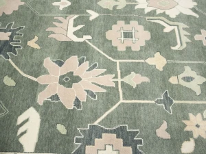 Muted Cream Floral Transitional 12X18 Oushak Chobi Oriental Rug