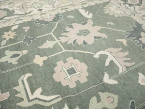 Muted Cream Floral Transitional 12X18 Oushak Chobi Oriental Rug