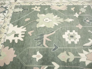 Muted Cream Floral Transitional 12X18 Oushak Chobi Oriental Rug