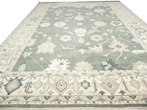 Muted Cream Floral Transitional 12X18 Oushak Chobi Oriental Rug