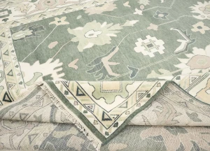 Muted Cream Floral Transitional 12X18 Oushak Chobi Oriental Rug