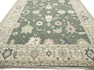 Muted Cream Floral Transitional 12X18 Oushak Chobi Oriental Rug