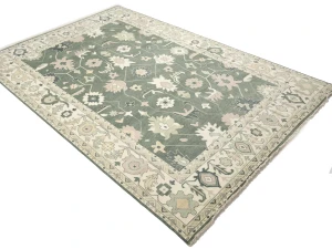 Muted Cream Floral Transitional 12X18 Oushak Chobi Oriental Rug