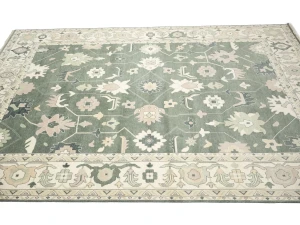 Muted Cream Floral Transitional 12X18 Oushak Chobi Oriental Rug