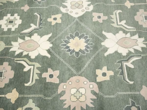 Muted Cream Floral Transitional 12X18 Oushak Chobi Oriental Rug