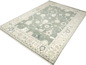 Muted Cream Floral Transitional 12X18 Oushak Chobi Oriental Rug