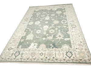 Muted Cream Floral Transitional 12X18 Oushak Chobi Oriental Rug