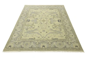 Cream Floral Traditional 8X10 Oushak Oriental Rug