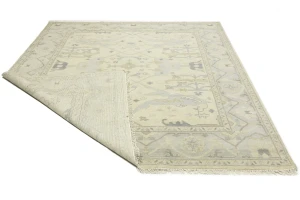 Cream Floral Traditional 8X10 Oushak Oriental Rug