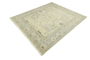 Cream Floral Traditional 8X10 Oushak Oriental Rug