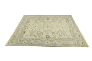 Cream Floral Traditional 8X10 Oushak Oriental Rug