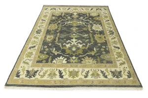 Gray Floral Traditional 7X10 Oushak Chobi Oriental Rug