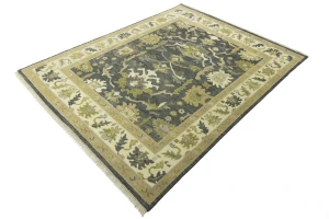 Gray Floral Traditional 7X10 Oushak Chobi Oriental Rug