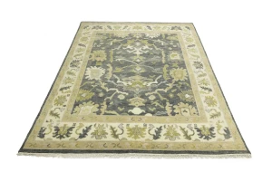Gray Floral Traditional 7X10 Oushak Chobi Oriental Rug