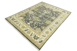 Gray Floral Traditional 7X10 Oushak Chobi Oriental Rug
