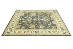 Gray Floral Traditional 7X10 Oushak Chobi Oriental Rug