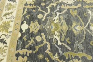 Gray Floral Traditional 7X10 Oushak Chobi Oriental Rug
