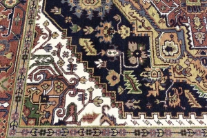 Purple-navy Floral 8X10 Heriz Serapi Oriental Rug