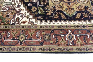Purple-navy Floral 8X10 Heriz Serapi Oriental Rug