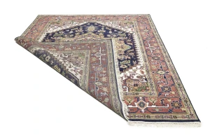 Purple-navy Floral 8X10 Heriz Serapi Oriental Rug