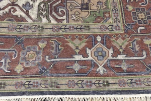 Purple-navy Floral 8X10 Heriz Serapi Oriental Rug