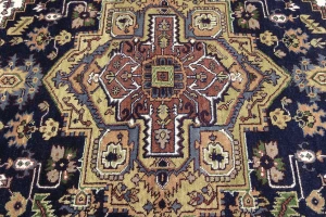 Purple-navy Floral 8X10 Heriz Serapi Oriental Rug