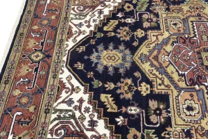 Purple-navy Floral 8X10 Heriz Serapi Oriental Rug