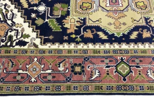 Purple-navy Floral 8X10 Heriz Serapi Oriental Rug