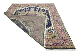Purple-navy Floral 8X10 Heriz Serapi Oriental Rug