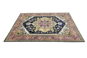 Purple-navy Floral 8X10 Heriz Serapi Oriental Rug