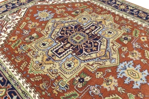 Orange Floral 8X10 Heriz Serapi Oriental Rug