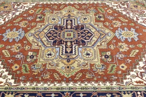 Orange Floral 8X10 Heriz Serapi Oriental Rug