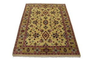 Buff Beige Floral 5'5X7'6 Oushak Chobi Oriental Rug