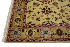 Buff Beige Floral 5'5X7'6 Oushak Chobi Oriental Rug