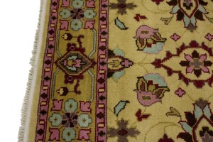 Buff Beige Floral 5'5X7'6 Oushak Chobi Oriental Rug