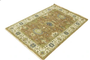Light Rust Floral 4x6 Osh Chobi Oriental Area Rug