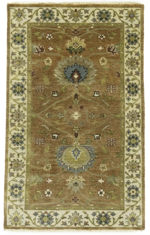 Rust Orange Floral 3X5 Osh Chobi Oriental Rug