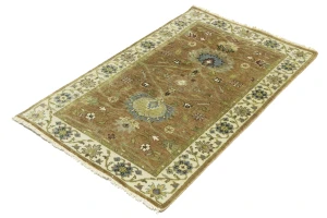Rust Orange Floral 3X5 Osh Chobi Oriental Rug
