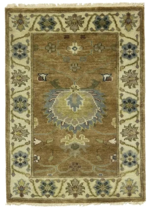 Rust Orange Floral 2X3 Osh Chobi Oriental Rug