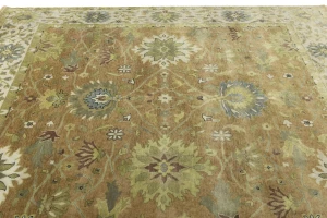 Rust Orange Floral 10X10 Osh Chobi Oriental Square Rug