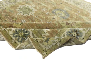 Rust Orange Floral 10X10 Osh Chobi Oriental Square Rug